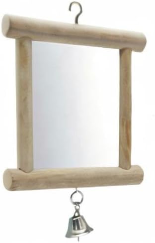 Hypeety Pet Bird Mirror with Bell Interactive Parrot Toy for Parrot Macaw African Greys Budgies Cockatoo Parakeet Cockatiels Conure Lovebird Cage Bells Mirror (C)