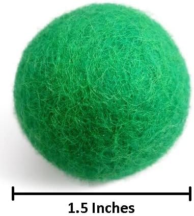 Wool Cat Toys - Felt Cat Toy Balls for Small Pet Fetch and Play - Eco Friendly Quiet Wool Ball Cat Toy for Cats and Kittens - Choose Your Colors (Green)