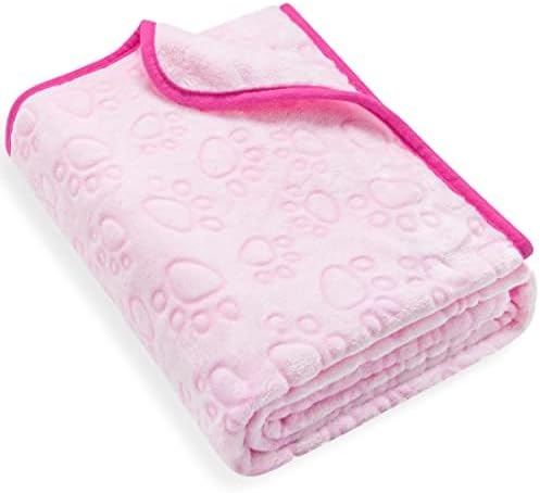 Pink Cat Blanket for Kitten Beds, Flannel Pink Stuff Cute Paw Print, 24 * 32 inches Dog Girls Blanket, Puppy Ragdoll Kitten Necessities