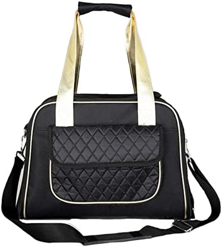 Pet Life ® 'Mystique' Fashion Designer Travel Soft-Folding Airline Apprived Pet Dog Carrier with Quilted Front Pocket