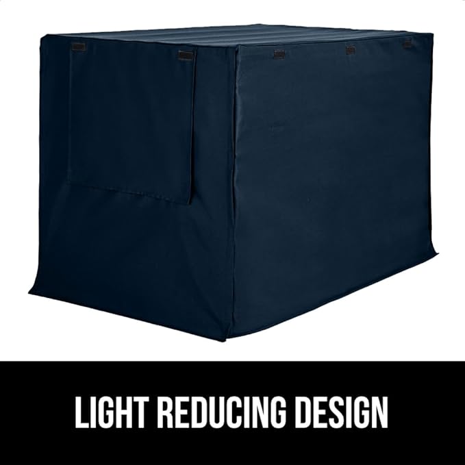 GORILLA GRIP Dog Crate Covers Compatible with Amazon Basics Dog Crates, All Sides Open, Privacy Cover Fits 24" Wire Kennel, Breathable Mesh Windows, Light Reducing Puppy Training Cage Topper, Navy