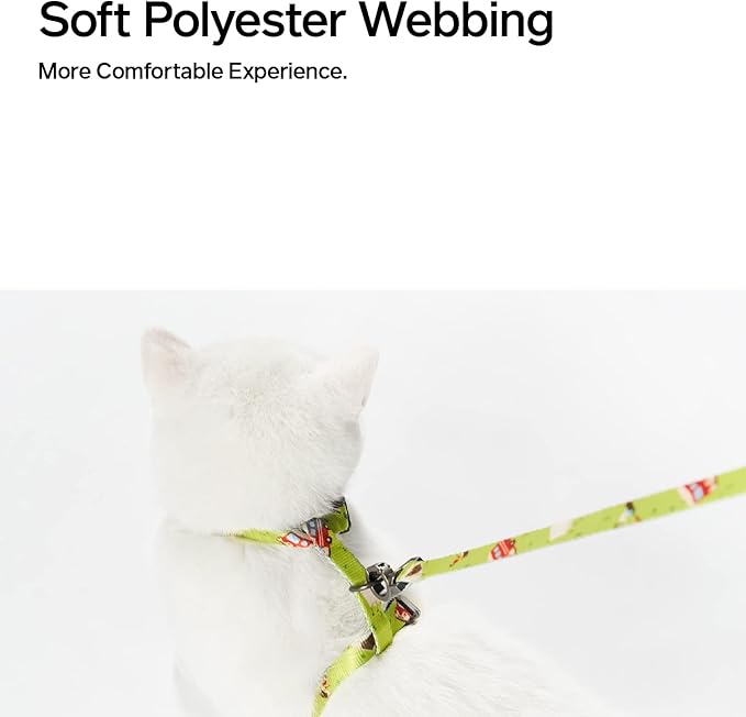 pidan Cat Harness and Leash Set, Cats Escape Proof - Adjustable Kitten Harness for Large Small Cats, Lightweight Soft Walking Travel Petsafe Harness / Green /lime