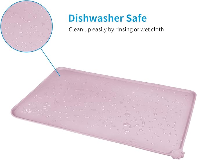 AUDWUD Silicone Waterproof Pet Feeding Mats,Anti Slip Bowl Pad,Dog Mat for Food and Water