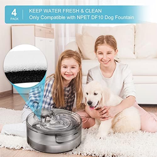 NPET DF10 170oz/1.3Gallon/5L Large Automatic Pet Water Dispenser Water Fountain with Cleaning Kit, Replacement Filter for Cat, Dogs, Multiple Pets