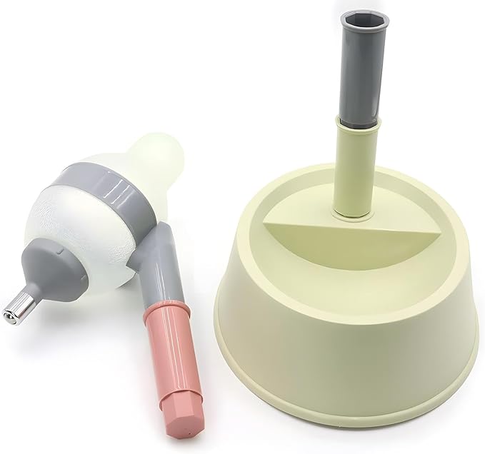 NACOCO Pet Standing Water Dispenser Cat Dog Standing Bowl with Detachable Pole Automatically Feeding Water Height Adjustable(Green-Grey)