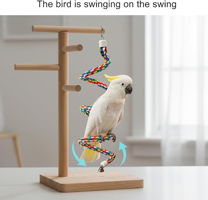 79'' Bird Perch,Bird Rope Perch & Birds Swing Set,Bird perches for cage,Rope Perch for Conures,Parrots,Cockatiel,Lovebird,Budgerigar,Parakeet perches for cage