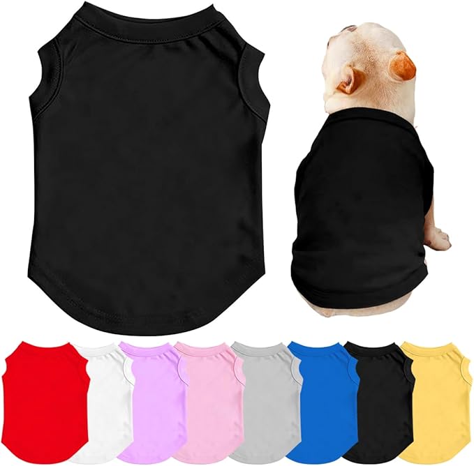 Customized Dog Shirt for Small Medium Large Dogs Personalized with Photo Text Logo Name T-Shirt Summer Breathable Clothes, 1 PC Blank Black, XL