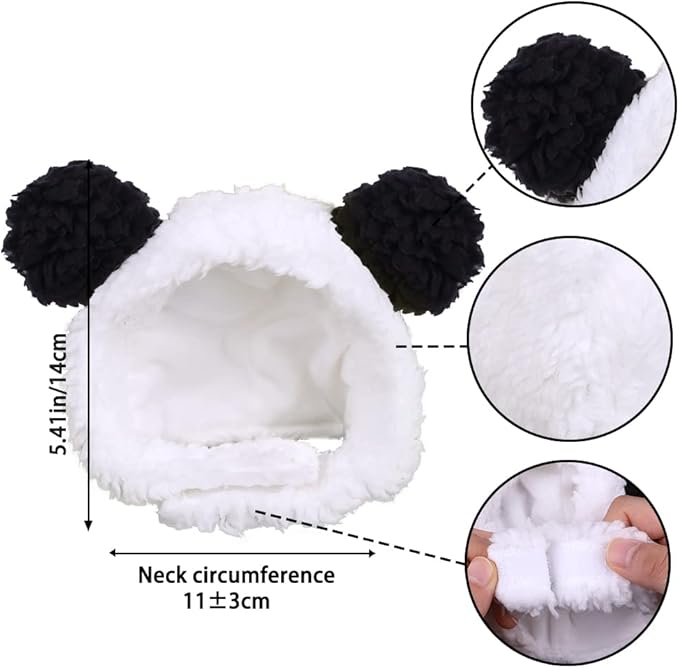 JOICEE Cute Cat Costume - Warm Bear Hat for Small Pets (Black & White)