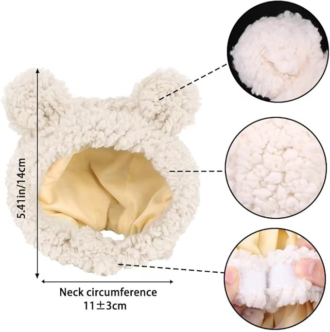 JOICEE Cute Cat Costume - Warm Bear Hat for Small Pets, Adjustable Soft Headwear for Cats & Puppies