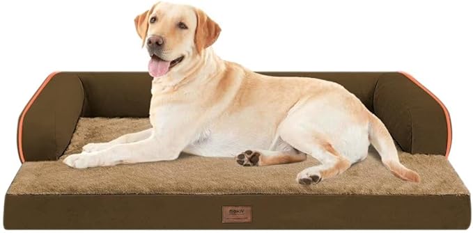 Large Dog Bed Orthopedic Washable - Waterproof with Removable Cover - Memory Foam - XXL Large Big Dogs - Beds Bolster Pet - Couch Sofa - Brown Dog Bed