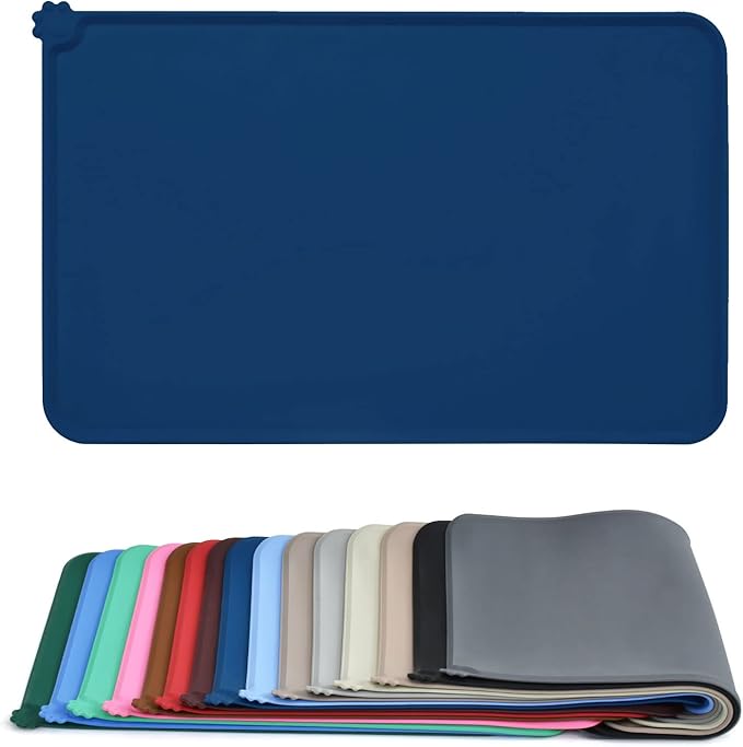 AUDWUD Silicone Waterproof Pet Feeding Mats,Anti Slip Bowl Pad,Dog Mat for Food and Water