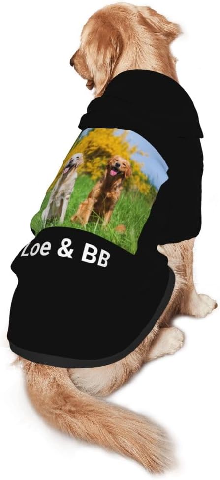 Personalized Dog Hoodie Customized with Name Photo Pet Warm Sweater Hoodie for Medium Large Dogs & Cat Puppy, YellowGreen, L
