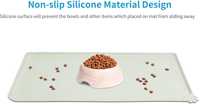 AUDWUD Silicone Waterproof Pet Feeding Mats,Anti Slip Bowl Pad,Dog Mat for Food and Water