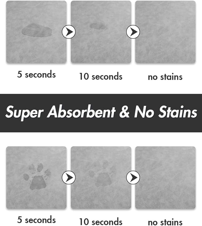 MontVoo-Absorbent Pet Feeding Mat-No Stains Pet Mat for Food and Water Bowl-Quick Dry Cat & Dog Food Mat Water Dispenser Mat-Pet Supplies Mat-Dog Water Bowl Mat for Messy Drinker,（LightGrey,16"x24"）
