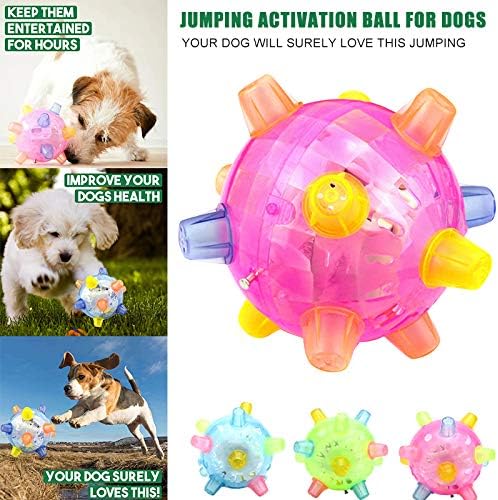 Arinda Jumping Activation Ball for Dogs Flashing Ball Light Sounds Jump Automatically