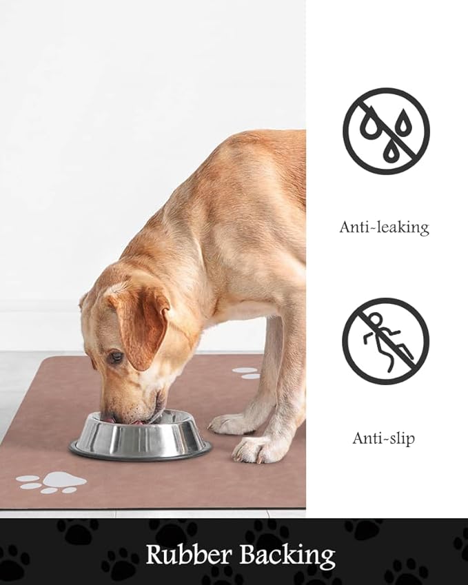 Pet Feeding Mat-Absorbent Dog Mat for Food and Water Bowl-No Stains Quick Dry Water Dispenser Mat-Dog Accessories Pet Supplies-Bowl for Messy Drinkers（Dusty Pink,16"x24"