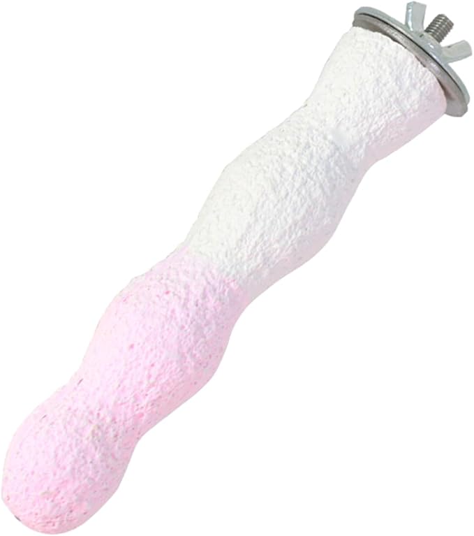 Bird Perches for Cage, Abrasive Surface High Calcium Mineral Parrot Perch Stand - Bird Nail File for Claw & Beak Health, Colorful Ceramic Bird Cage Accessories (Pink, Coral)