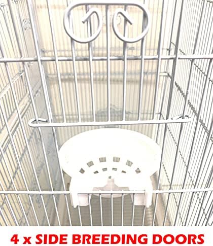 38-Inch Double Roof Top Large Flight Bird House Cage with Toys & Climbing Ladder for Cockatiels Parakeets Aviary Budgie Finch Lovebird Canary Pet Bird Travel Cage Side Nest Box Doors