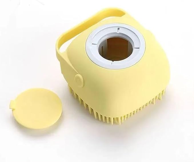 Pets Bath Brush | Scrubber for Bath | Dog Shampoo Brush | Dog Washing/Shower Brush, Suitable for Short/Long Haired Dogs, Dog Brush for Shedding, Bathing, Massaging & Grooming (blue) (yellow)
