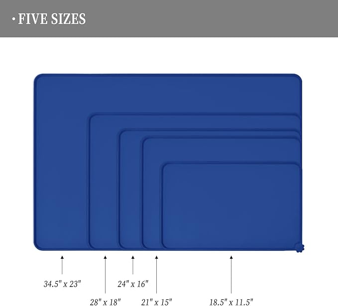 Waterproof Pet Feeding Mat with High Raised Edges, Heavier and Thicker Placemats for Cat Dog Water Bowl with BPA Free, Dogs Cats Food Mats for Messy Drinkers to Prevent Spill and Protect Floors
