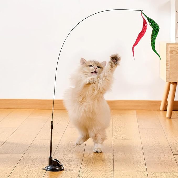 24 PCS Cat Worm Toy Zebra Print Feather Worm Teaser Refills Attachment Cute Cat Wand Replacement Interactive Wand Accessories for Fishing Pole Toy Teaser for Indoor Cats Kitten