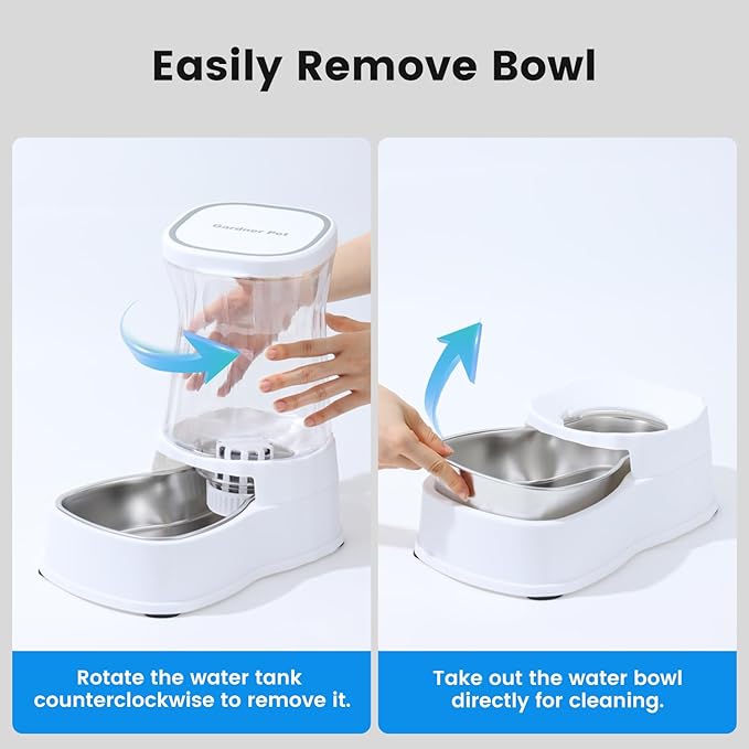 Gardner Pet Automatic Dog Water Dispenser Gravity Stainless Steel Water Waterer Feeder, Large Capacity Water Feeding Bowls for Medium & Large-Sized Dogs Cats Other Pets -(2.1 Gallon)