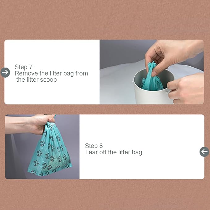 Cat Litter Scoop with Integrated Detachable Deep Shovel – Leakproof Pooper Scooper for Cat with Waste Box & 6 Rolls Odor-Control Litter Bags, Large Capacity Portable Cats Litter Disposal System