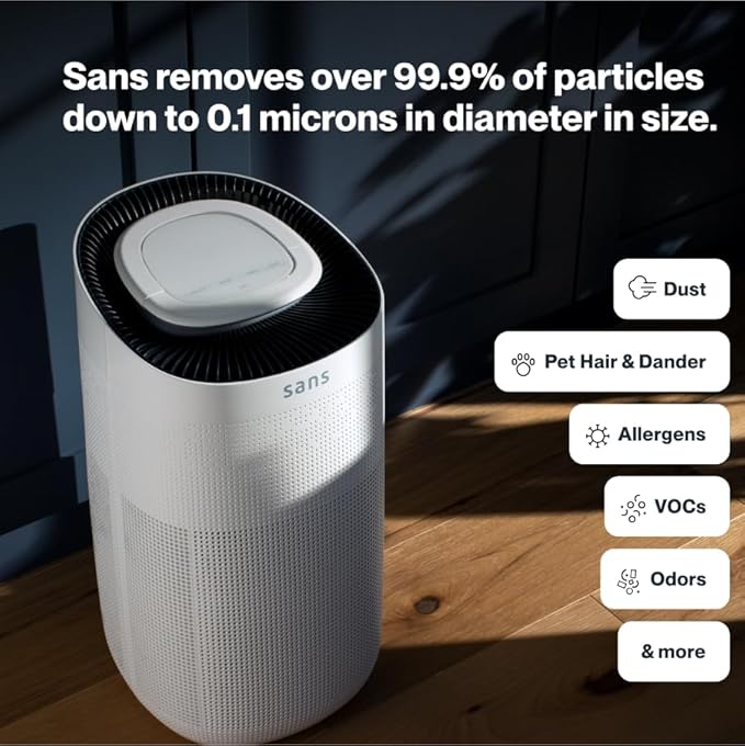 Sans HEPA 13 Air Purifier - Black - 1560ft² Ultra-Quiet Home Air Purifier, Pre-Filter, Activated Carbon, UV-C Light, Protect from Odors, Smoke, Pollutants, Allergens, Dust, Dander, Harmful Chemicals