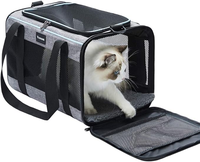Vceoa 19x12x12 Inches Cat, Dog Carrier for Pets Up to 22 Lbs, Soft-Sided Cat Bag Animal Carriers Travel Puppy Carry As a Toy of Fabric Pet Home