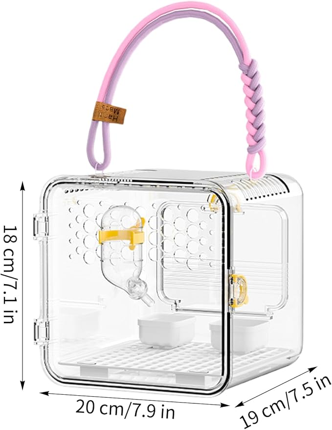 Bird Carrier - Portable Clear Cage for Travel and Outdoor Use | Lightweight and Breathable with Secure Lock, Convenient Travel for Budgies, Parakeets, Canaries, Budgies, Cockatiels, Lovebirds