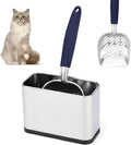 Heavy-Duty Cat Litter Scoop with Holder,Metal Cat Scooper Holder Trash Container,Aluminum Kitty Poop Sifting Shovel Captures All Clumps,Speed Sifter Litter Box Scooper with Cats Caddy(Blue)