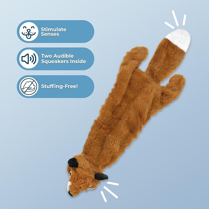 Best Pet Supplies Squeaky Dog Toys with Soft Durable Fabric for Small, Medium and Large Pets Interactive Toy for Indoor Play, Supports Active Biting and Play - Fox, Medium