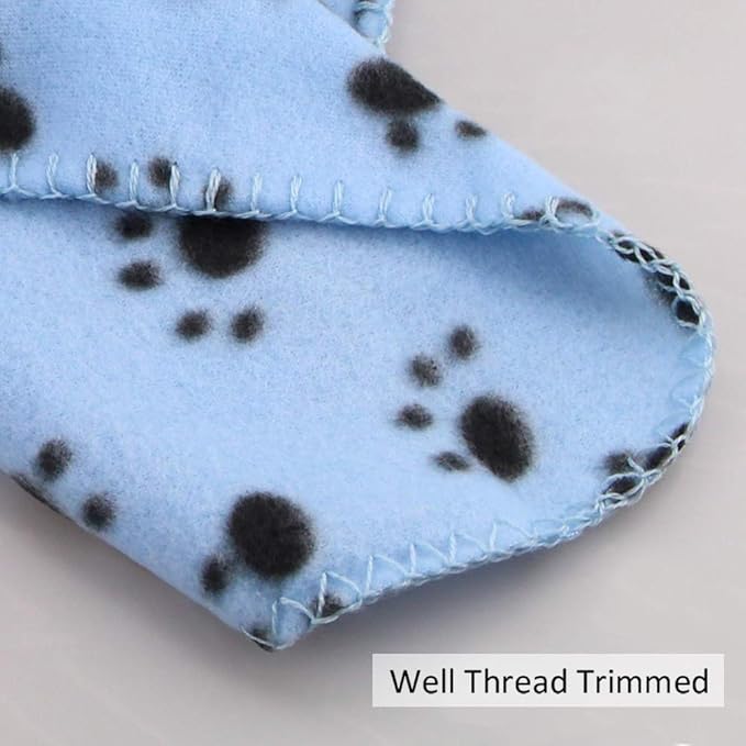 Comsmart Dog Blankets for Small Dogs, 6 Pack Puppy Blanket Cute Paw Print Pet Blanket for Dog, Puppy, Cat, Kitten, 39x35 inches, Blue