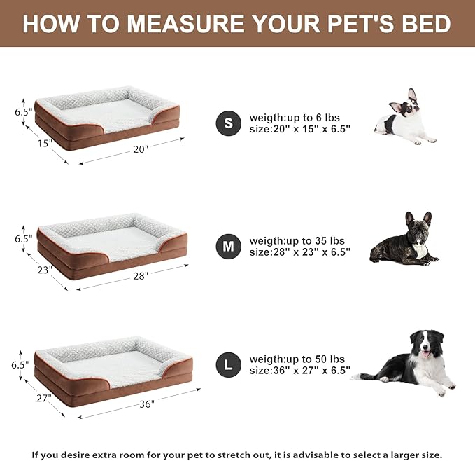 Orthopedic Dog Bed for Medium Dogs, Egg Crate Foam Bed for Medium Dogs, Equipped with Removable Waterproof Pillow Cover and Anti-Slip Bottom, Pet Bed