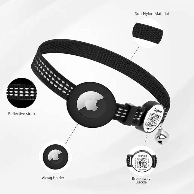 Reflective Cat Collar Personalized with Name ID Tag and Bell. QR Code Name Tag, Cat Smart ID Tag Breakaway.Ultra-Durable, Adjustable, Quick Release, Fits Most Cats (Pink)