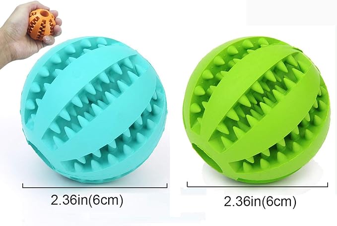 Sunglow 2 Pack Dog Toy Ball - Nontoxic Bite Resistant Teething Toys for Small/Medium/Large Dog and Puppy Cat, Dog Pet Food Treat Feeder Chew Tooth Cleaning Exercise Game IQ Training