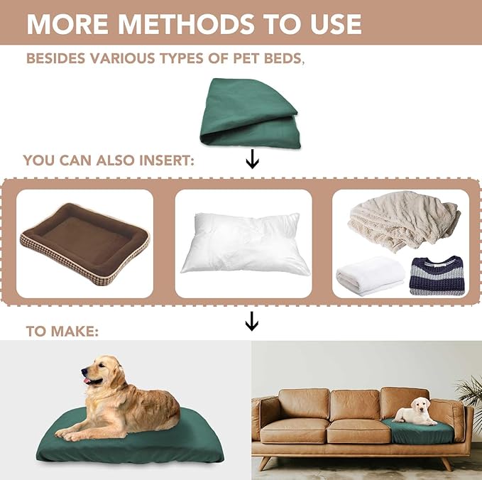 Dog Bed Cover Waterproof Replacement Machine Washable Covers for Dog Bed Heavy Duty Scratch Resistant Mattress Protector Pet Bed 54x44 Inch Dark Green Cover Only