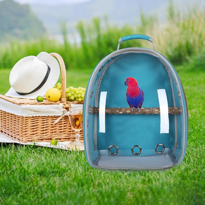 Bird Carrier Backpack, Bird Travel Carrier with Standing Perch, Lightweight Breathable Parrot Cage for Small Birds, Green Cheek, Cockatiel, Parrot