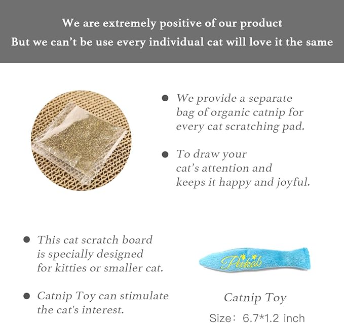 PEEKAB Cat Scratcher Cardboard Reversible Cat Scratch pad Kitty Corrugated Scratching Board Bed Catnip Included