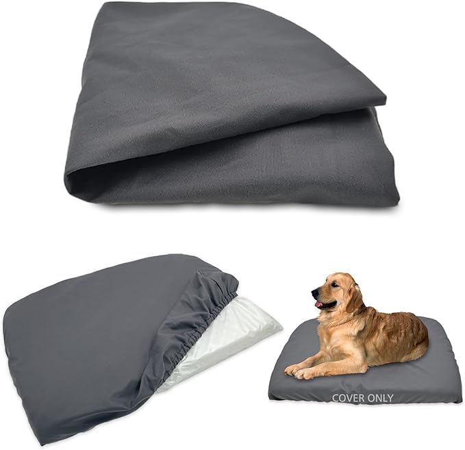 Dog Bed Cover Waterproof Replacement Machine Washable Covers for Dog Bed Heavy Duty Scratch Resistant Mattress Protector Pet Bed 47x29 Inch Grey Cover Only
