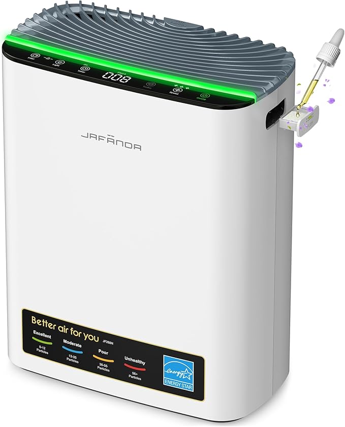 Jafända Air Purifier for Home Large Room Bedroom Up to 1226 Ft², True HEPA Filter with PM2.5 Display & 20dB Sleep Mode, Removes Pet Hair, Odor, Dust, Smoke, Pollen & Allergen