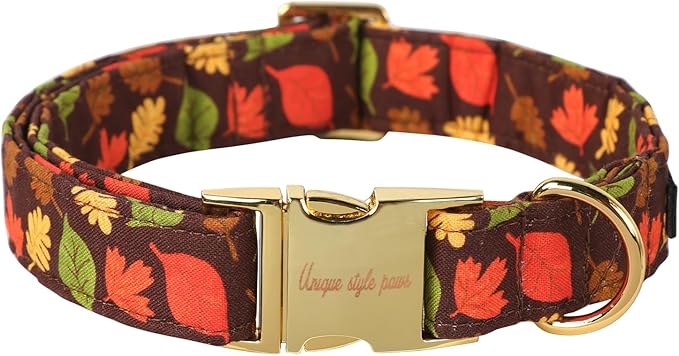 Unique style paws Dog Collar Metal Buckle Maple Leaves Collar Gift Durable Cute Collar for Small Medium Large Boys Girls Dogs
