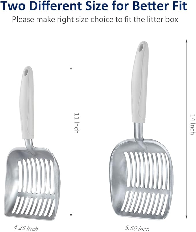 WePet Cat Litter Scoop, Aluminum Alloy Sifter, Kitty Metal Scooper, Deep Shovel, Long Handle, Poop Sifting, Kitten Pooper Lifter, Durable, Heavy Duty, for Litter Box
