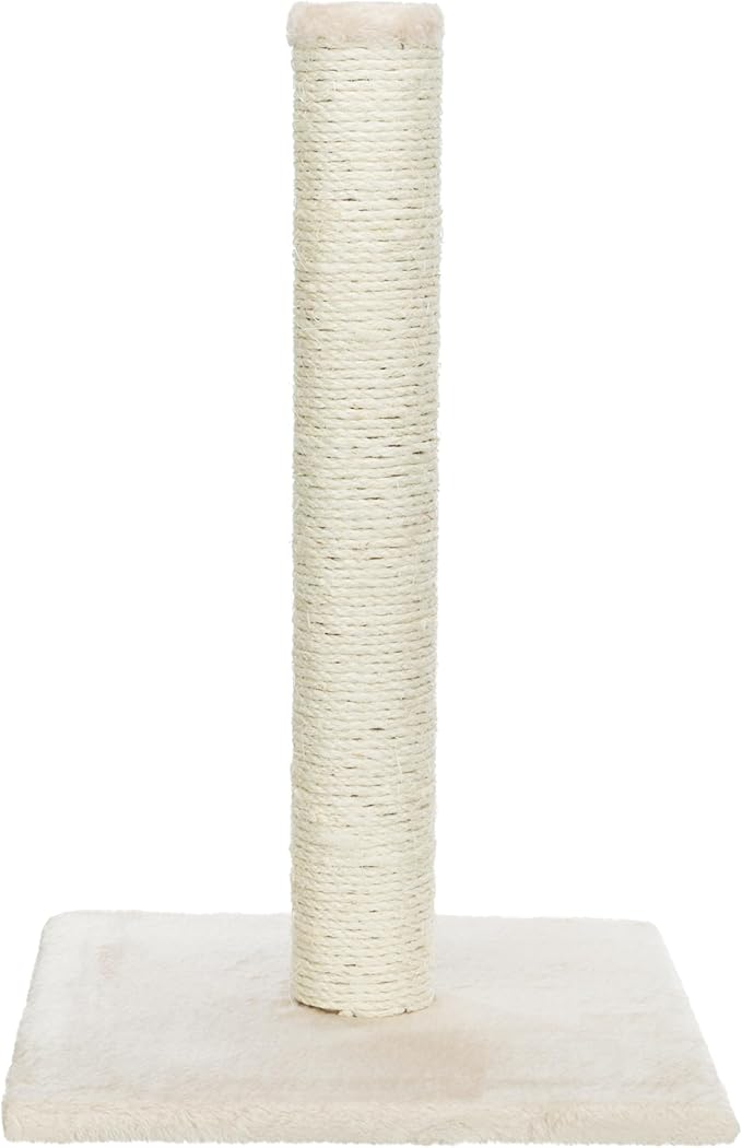 Trixie Parla Cat Scratching Post 24.4 Inch - Cat Scratcher with Soft Fabric Covering Base and Durable Sisal Rope - in Beige