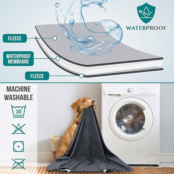 PetAmi Waterproof Pet Blanket Dog Bed Couch Cover for Furniture, Reversible Washable Soft Fleece