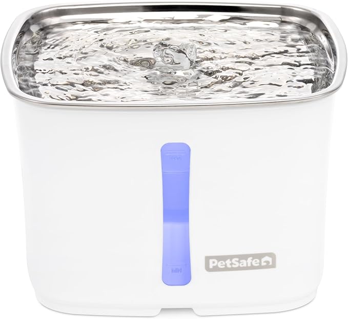PetSafe Viva Pet Fountain - Encourages Healthy Hydration - Automatic Water Dispenser with Double Filtration - Ultra Quiet Water Fountain - Easy to Assemble - Dishwasher Safe - Stainless Steel - 64 oz