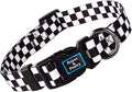Roses&Poetry Dog Collar with Colourful Checkered Patterns, Adjustable Durable Puppy Collars for Small Medium Large Dogs (Black & White-S)