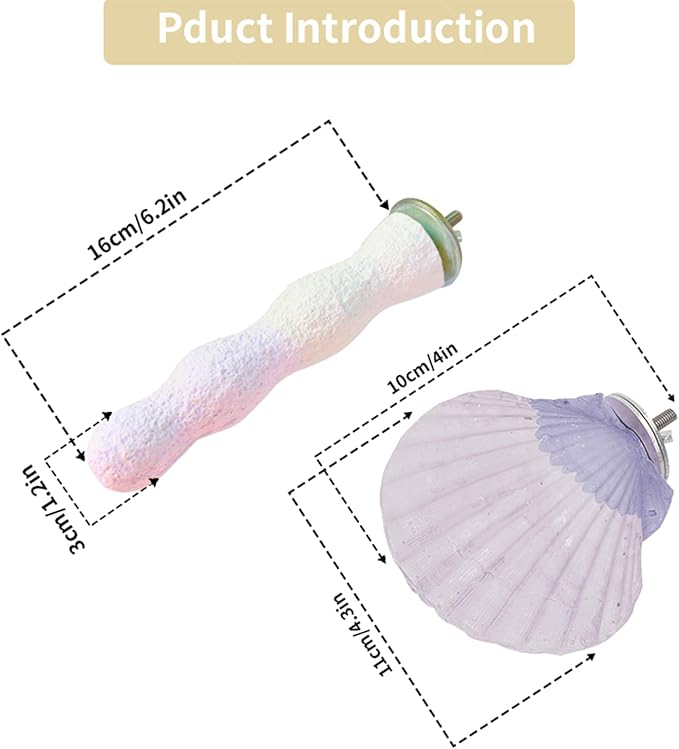Parrot Perch Bird Perches for Cage Parrot Beak Grinding Stone Rough Surface High Calcium Mineral Colorful Cement Perch Bird Cage Accessories (Purple, Coral)
