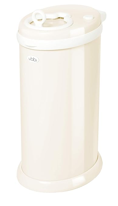 Ubbi Stainless Steel Diaper Pail, Odor Locking, No Special Bag Required, Award-Winning, Registry Must-Have, Ivory