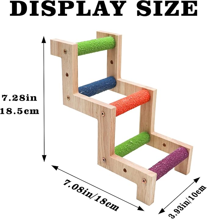 Bird Ladder Bridge, Wooden Parrot Hamster Climbing Ladder Toys, Bird Perch Stand, Bird Cage Accessories, Small Animals Climbing Toy for Parrot Hamster Rat Squirrel Sugar Gliders Parakeets Cockatiels